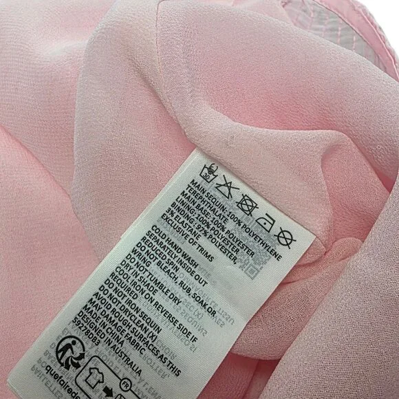 Bardot Aradia Sequin Halter Slip Dress, Pink, V-Neck, Event, Side Slit,  Size 4 - Picture 11 of 12